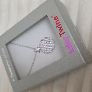 InterTwine “A Celebration of Life” Silver Pavé Pendant Necklace – New in Box